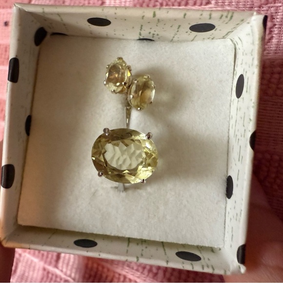 Oval Yellow Citrine Gemstone and 925 Sterling Silver Jewelry Set - Picture 2 of 9